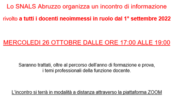 incontro informativo neo immessi