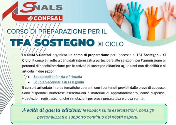 Corso di preparazione per il TFA Sostegno XI Ciclo Corso di preparazione per il TFA Sostegno XI Ciclo